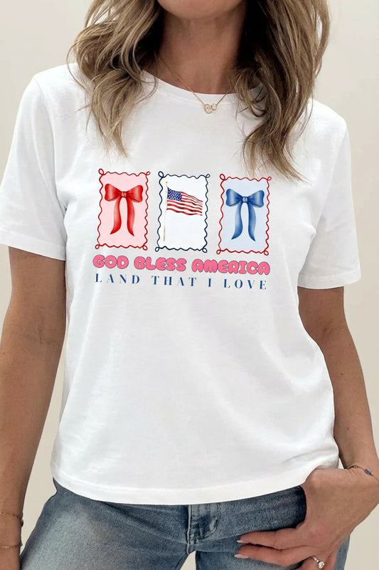 Fourth of July Liberty Bell USA Graphic Tee for Women
