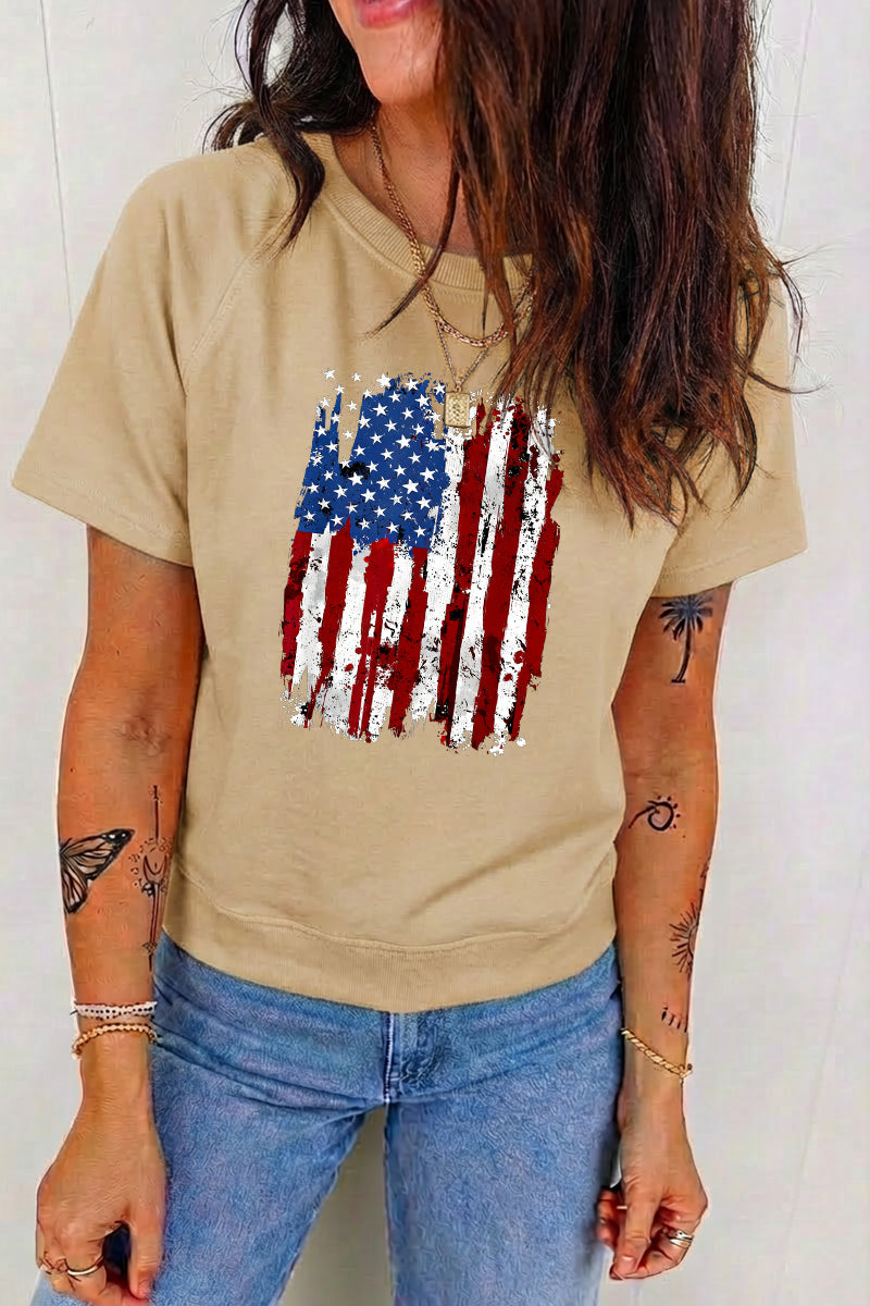 Vintage American Flag Graphic Casual Loose Tee