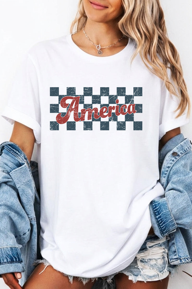 America Flag Graphic Tee Casual Loose Fit Summer Shirt