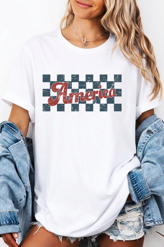America Flag Graphic Tee Casual Loose Fit Summer Shirt