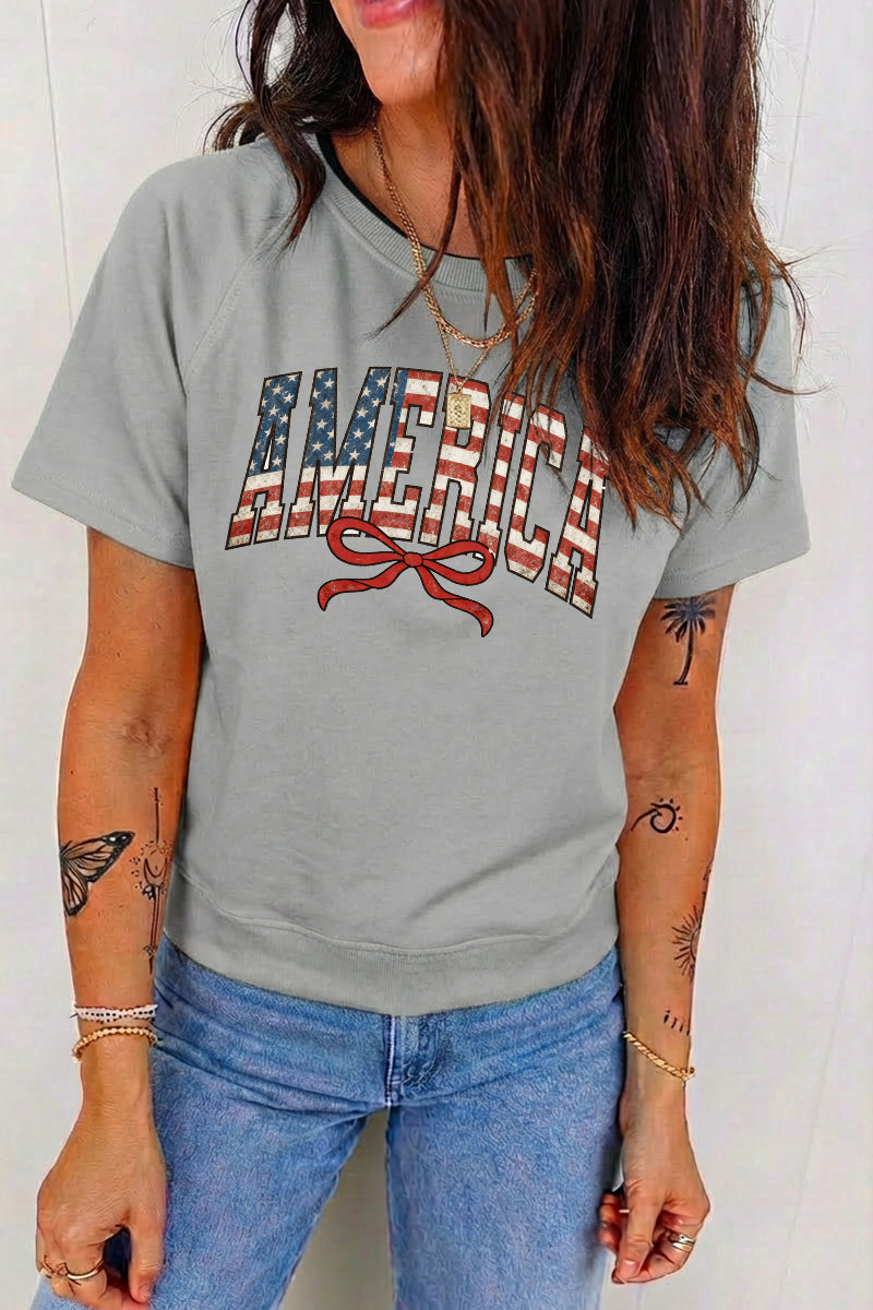 Vintage America Bow Patriotic Fourth of July Tee