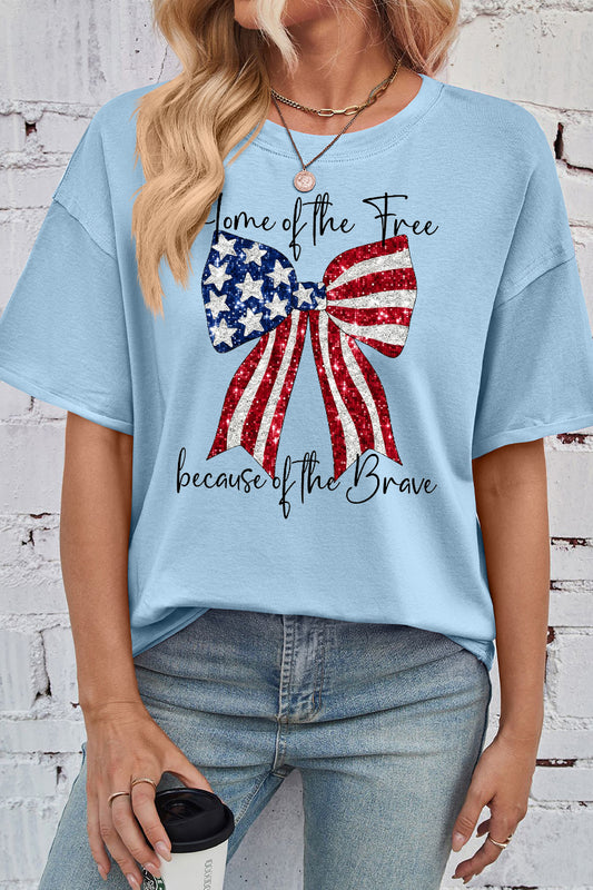 Patriotic Cotton Graphic Tee Oversized Fourth of July Top