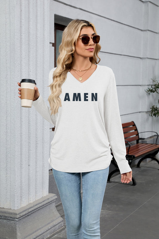Easter Amen Faith Graphic Long Sleeve T Shirt