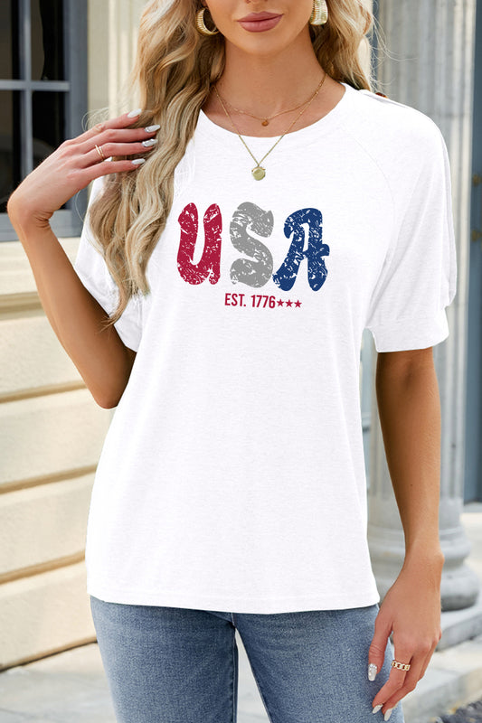 USA Graphic Rayon Tee Boutique Patriotic Independence Day Top