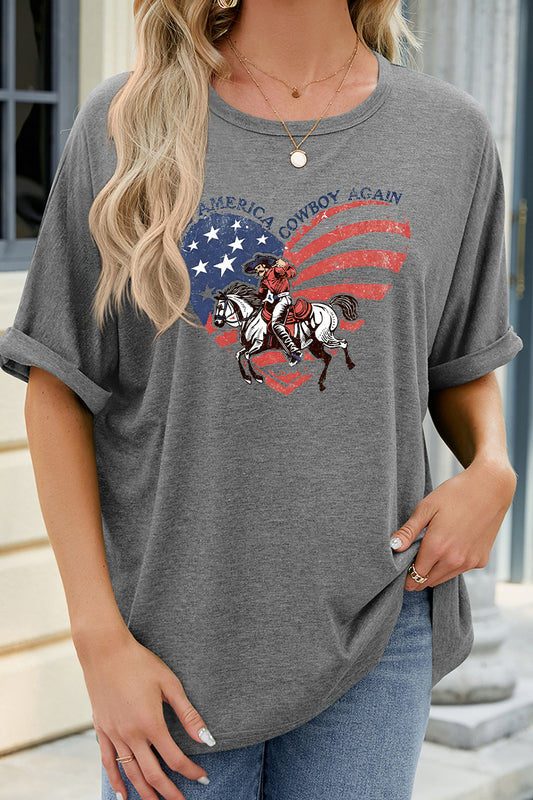 Cowboy Graphic Patriotic Fourth of July Oversized Tee