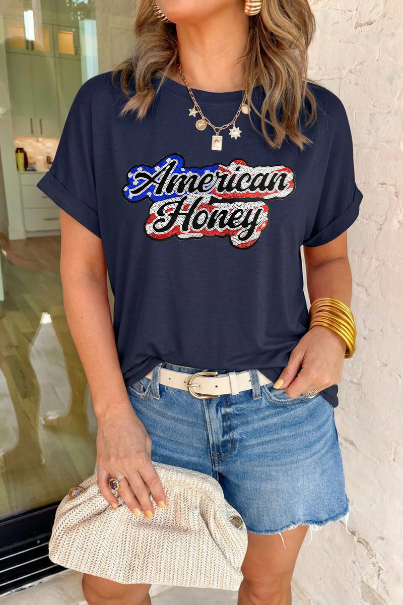 American Honey Patriotic Graphic T Shirt Women
