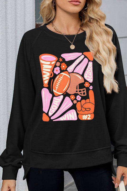 Football Graphic Sweatshirt Casual Game Day Top