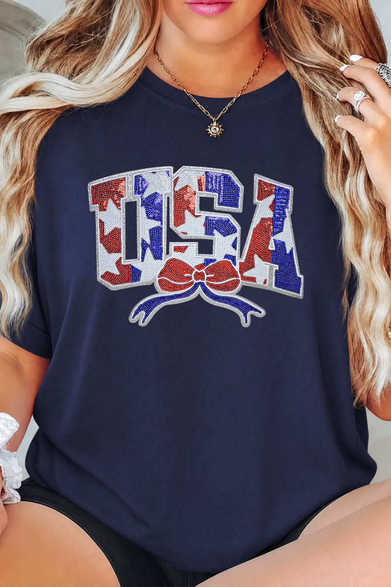 USA Bow Patriotic Independence Day Graphic Tee