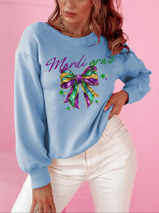 Mardi Gras Colorful Bow Festive Sweatshirt