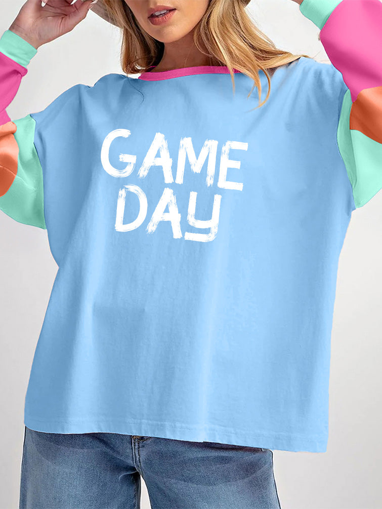 Game Day Color Block Long Sleeve Graphic Tee
