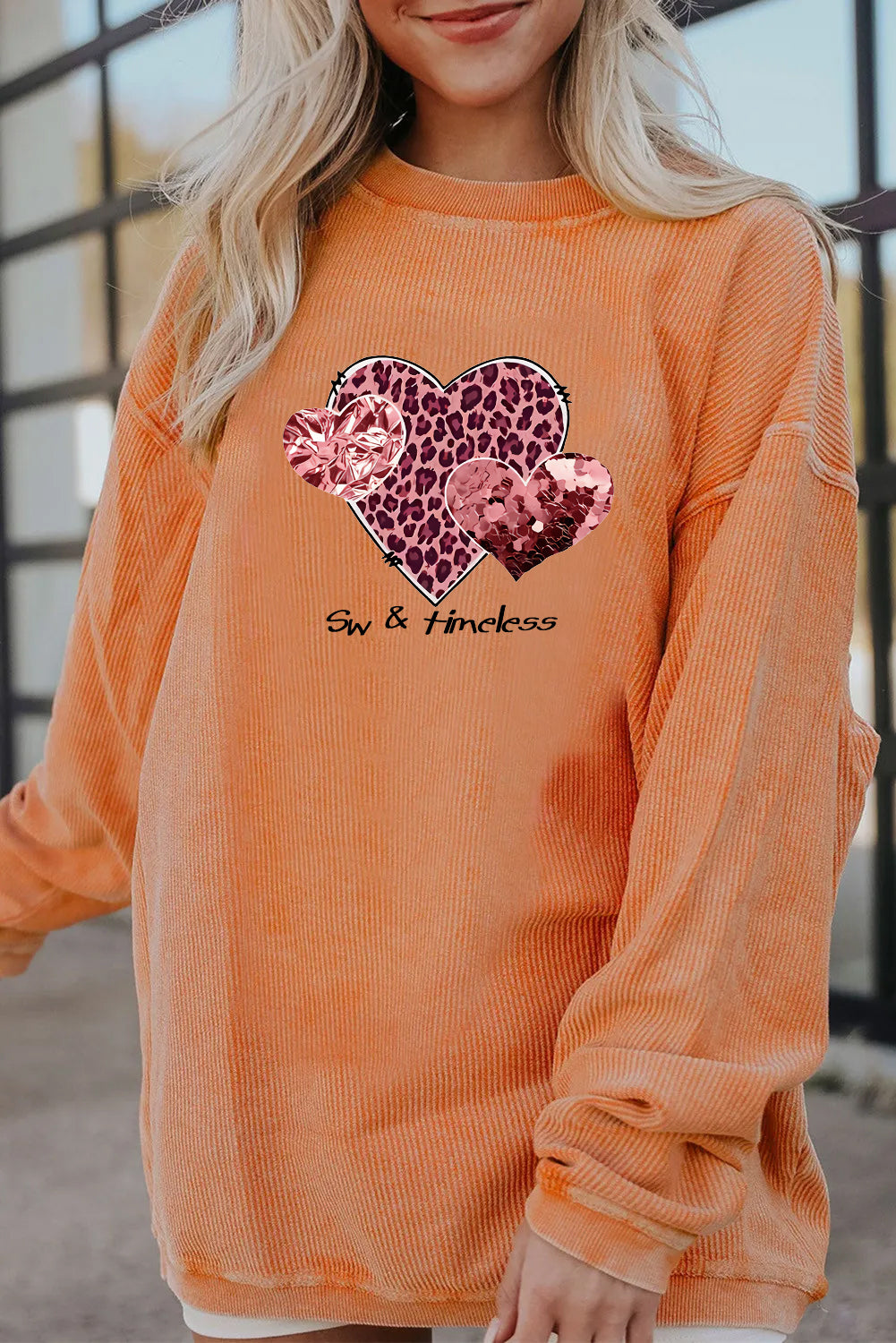 Valentine’s Day Leopard Heart Love Graphic Sweatshirt