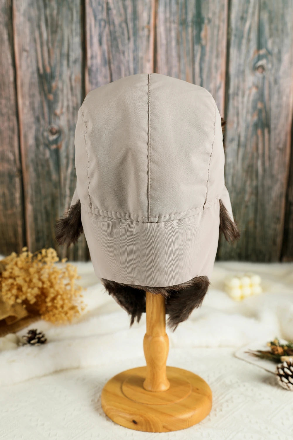 White Windproof Faux Fur Ear Flap Winter Trapper Hat