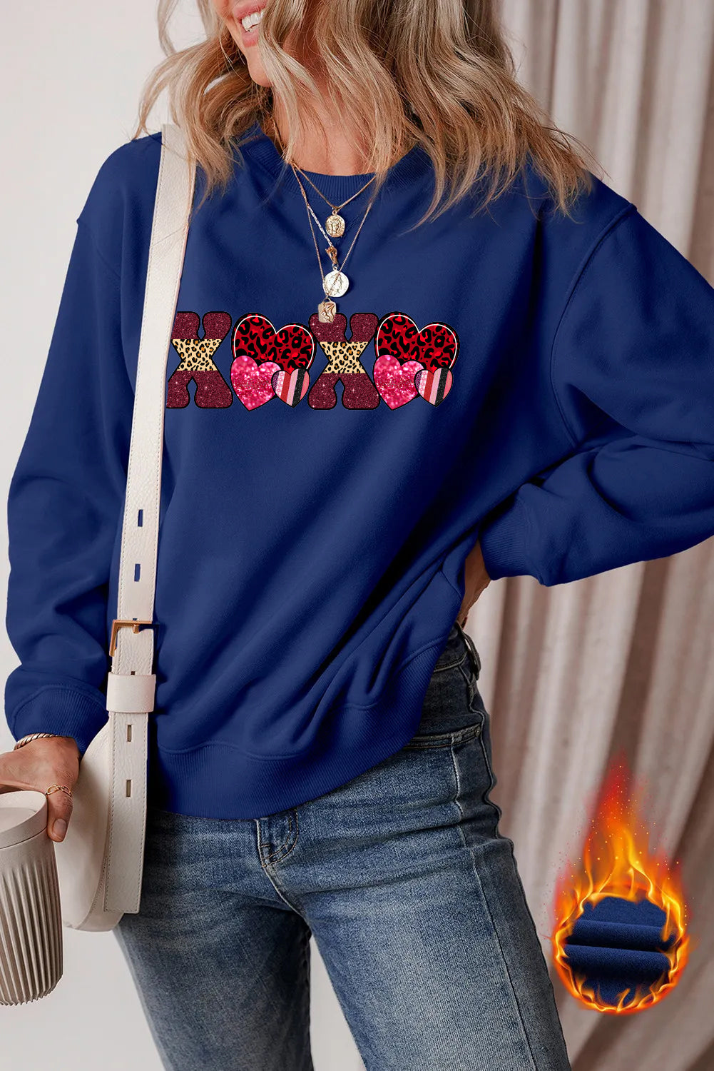 Valentine's Day Colorful XOXO Heart Graphic Sweatshirt