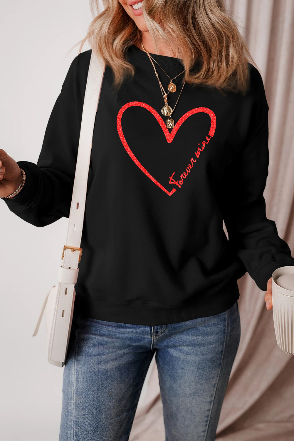 Valentine’s Day Forever Mine Heart Graphic Sweatshirt