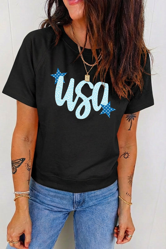 4th of July Leopard Print USA Patriotic Graphic Tee