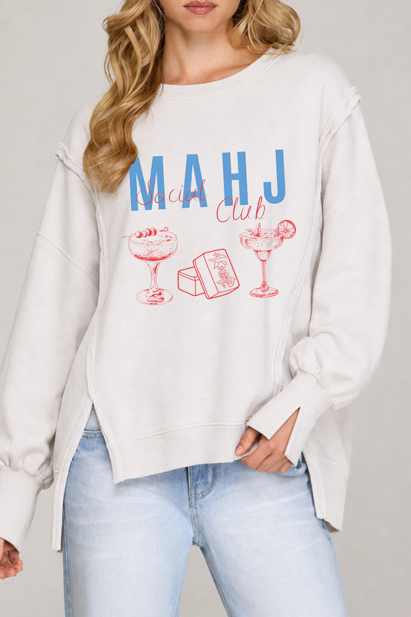 Mahjong Social Club Exposed Seam Sweatshirt