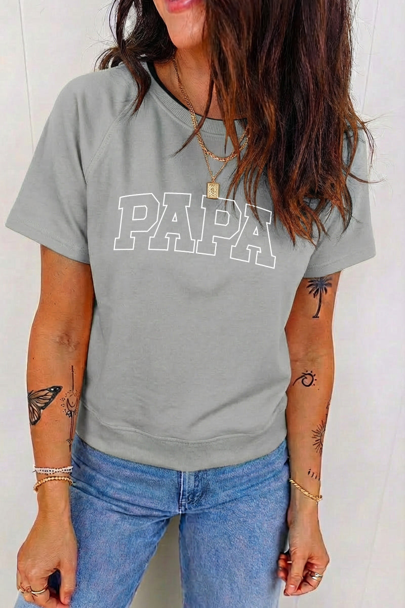 Papa Graphic Tee Casual Fathers Day Gift Top