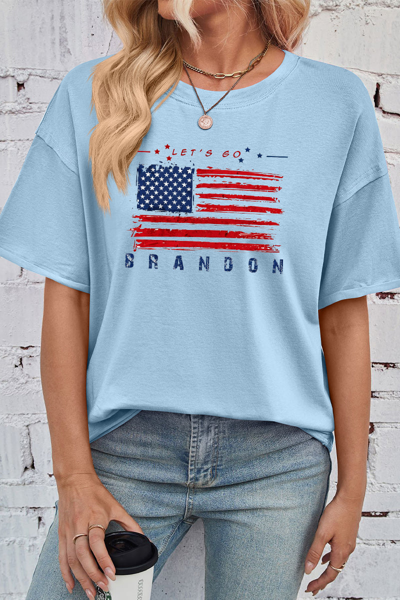 American Flag Cotton Tee Oversized Casual Patriotic