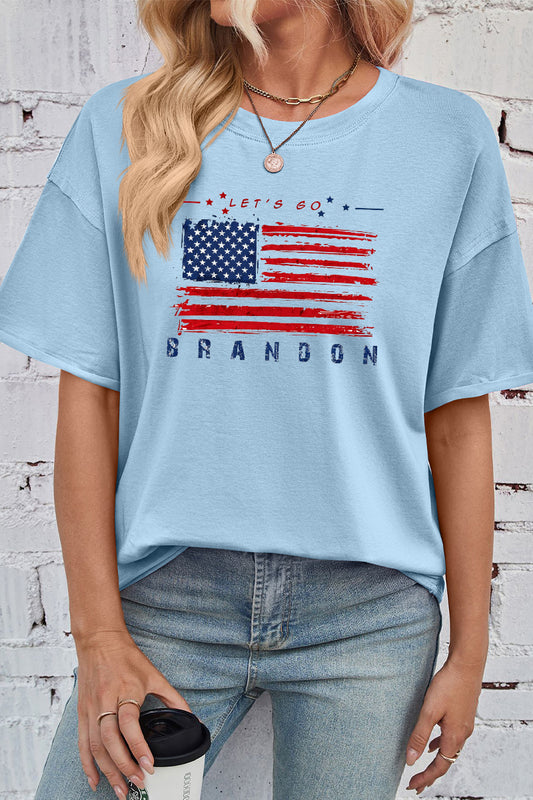 American Flag Cotton Tee Oversized Casual Patriotic