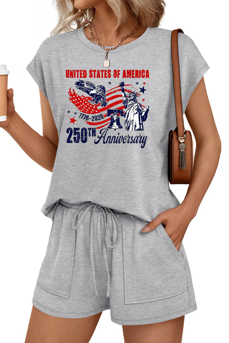 July 4th USA Flag Eagle Graphic Lounge Set Women