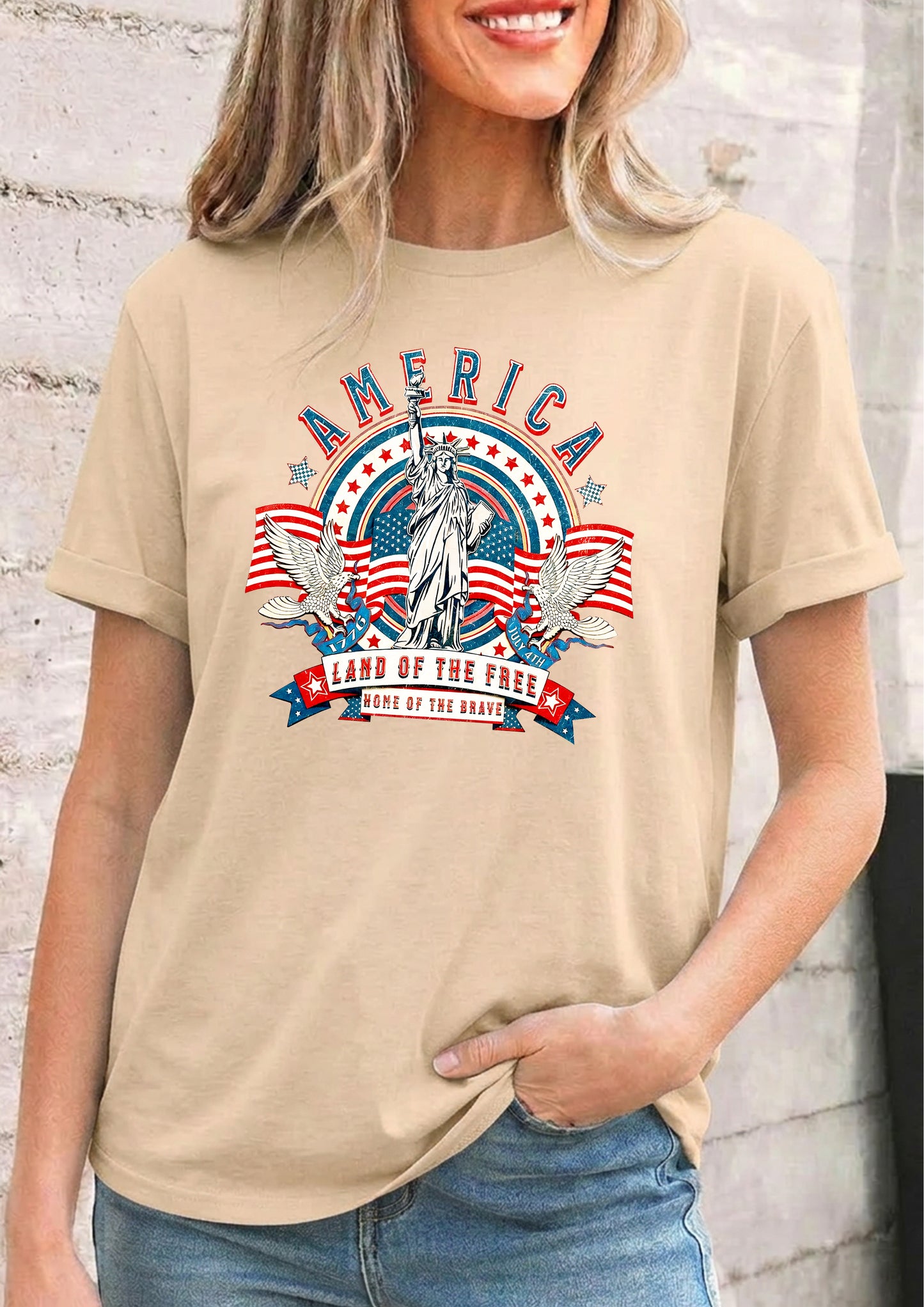 America Graphic Statue of Liberty Patriotic Tee