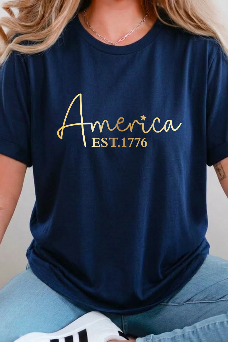 Fourth of July America Script Est 1776 Graphic Tee