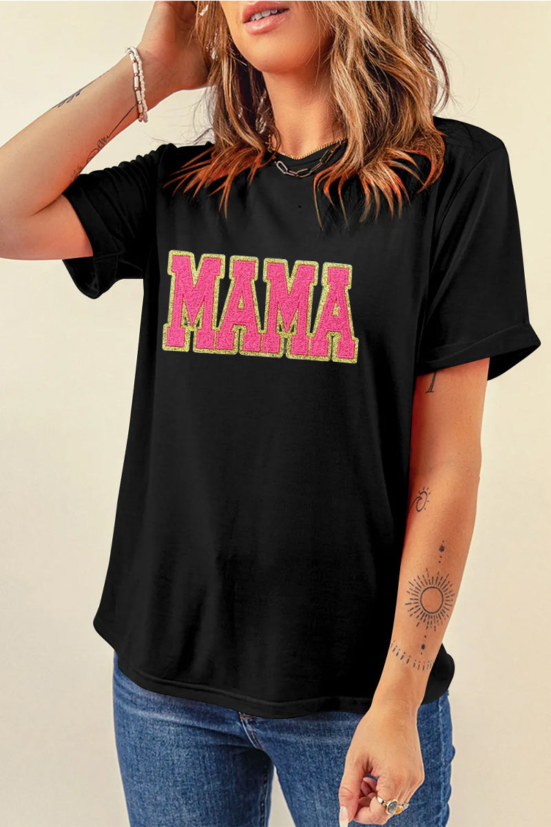 Leopard Mama Graphic Tee Women Mothers Day Casual Top