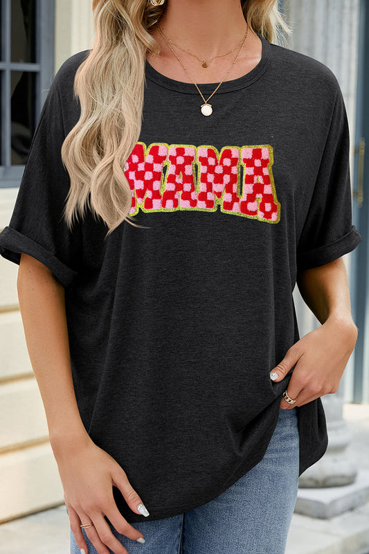 Mama Checkered Graphic Oversized Tee Mother's Day Gift