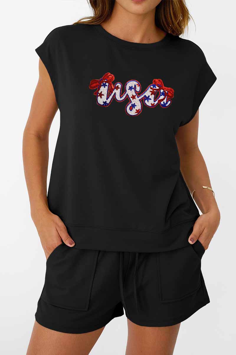 USA Tee Shorts Set Patriotic Independence Day Summer Outfit