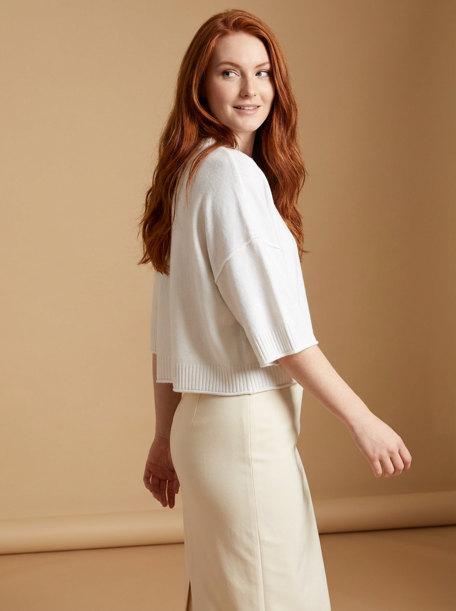 Lightweight Short Sleeve Cropped Knit Sweater Top