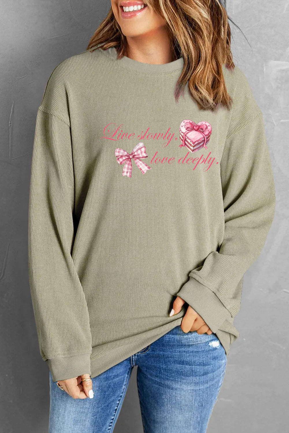 Valentine's Day Live Slowly Love Deeply Graphic Sweatshirt