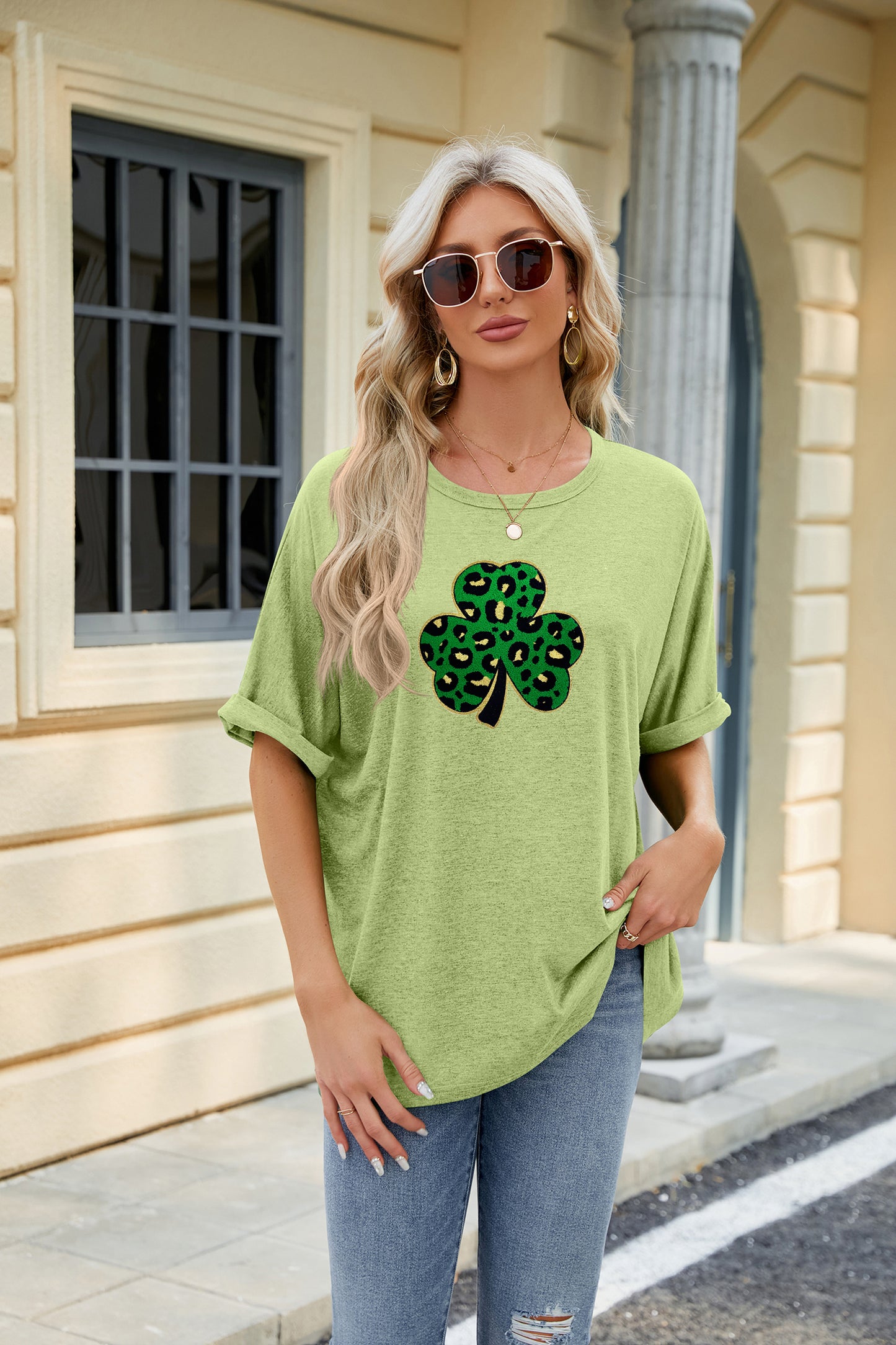St Patricks Day Sequin Shamrock Graphic T-Shirt