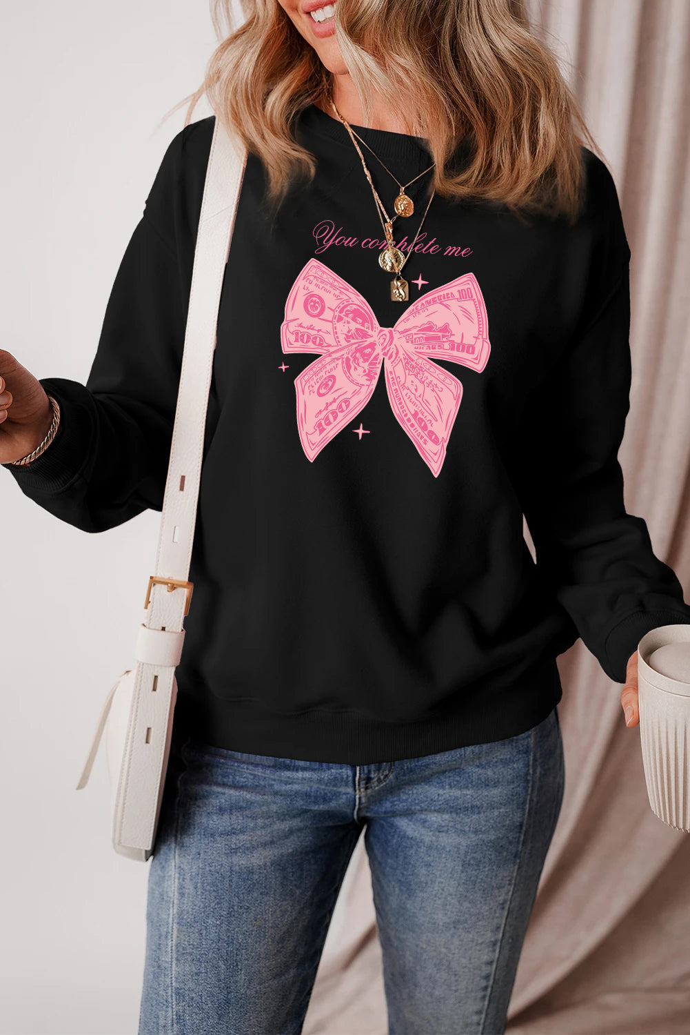Valentine’s Day Money Bow Love Graphic Sweatshirt