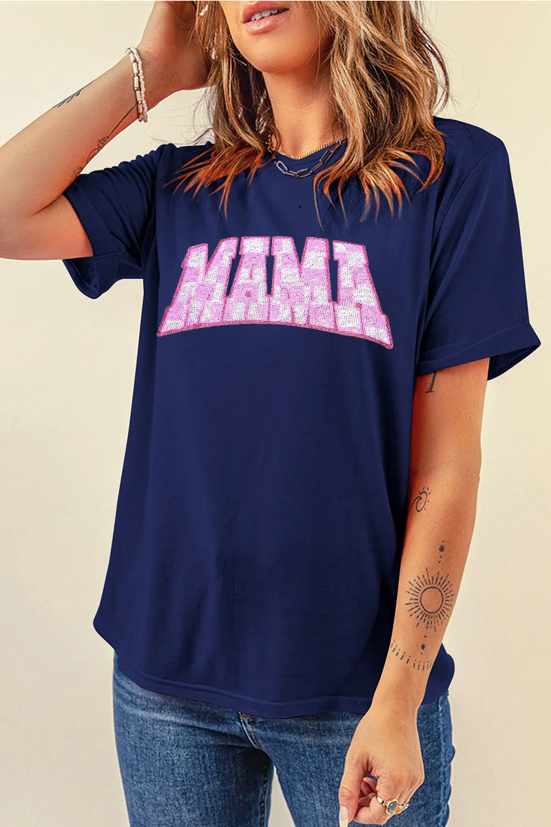 Leopard Mama Graphic Tee Women Mother Day Casual Top