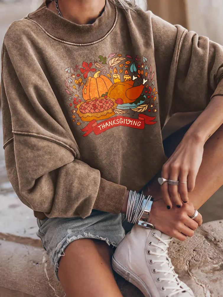 Autumn Thanksgiving Feast Pumpkin Graphic Sweatshirt