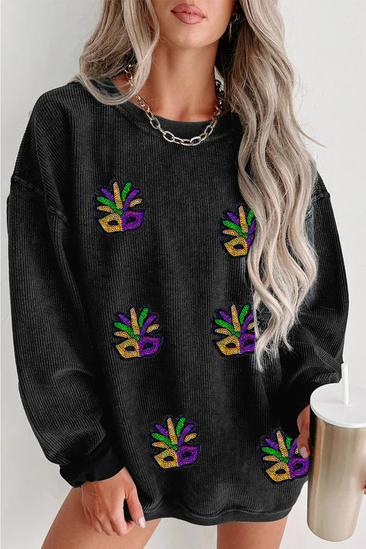 Mardi Gras Hand Pattern Oversized Sweatshirt