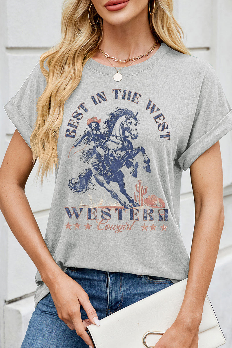 Vintage Western Horse Graphic Tee Retro Cowboy T Shirt
