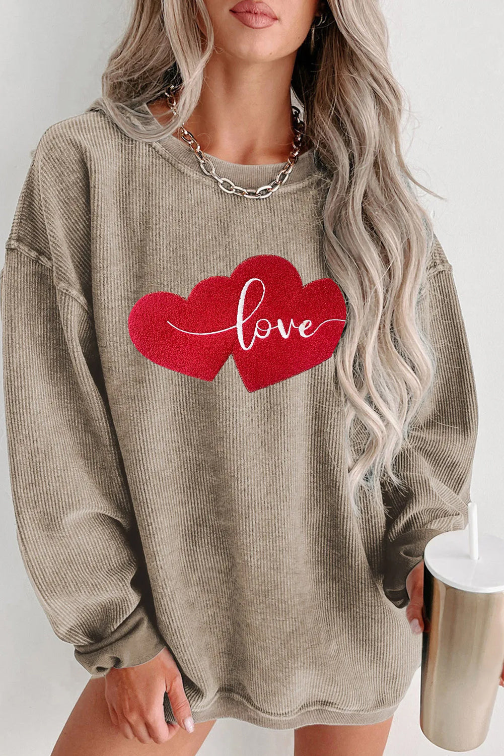 Valentines Day Love Heart Graphic Black Sweatshirt