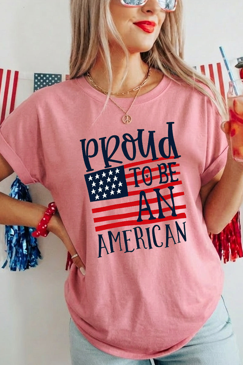 Women 4th of July Proud to Be an American T Shirt