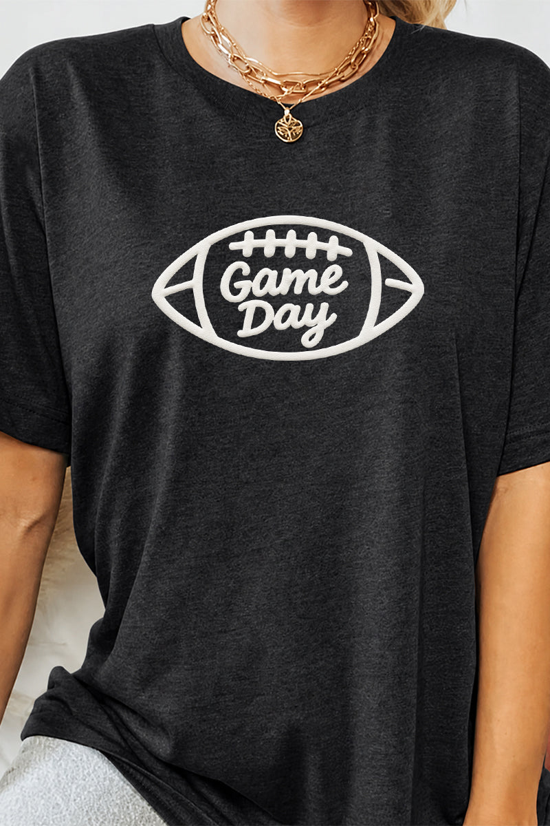 Football Puff Print Rayon Tee Game Day Top