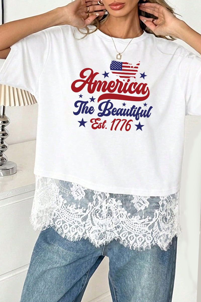 America The Beautiful Tee Patriotic 4th July Top