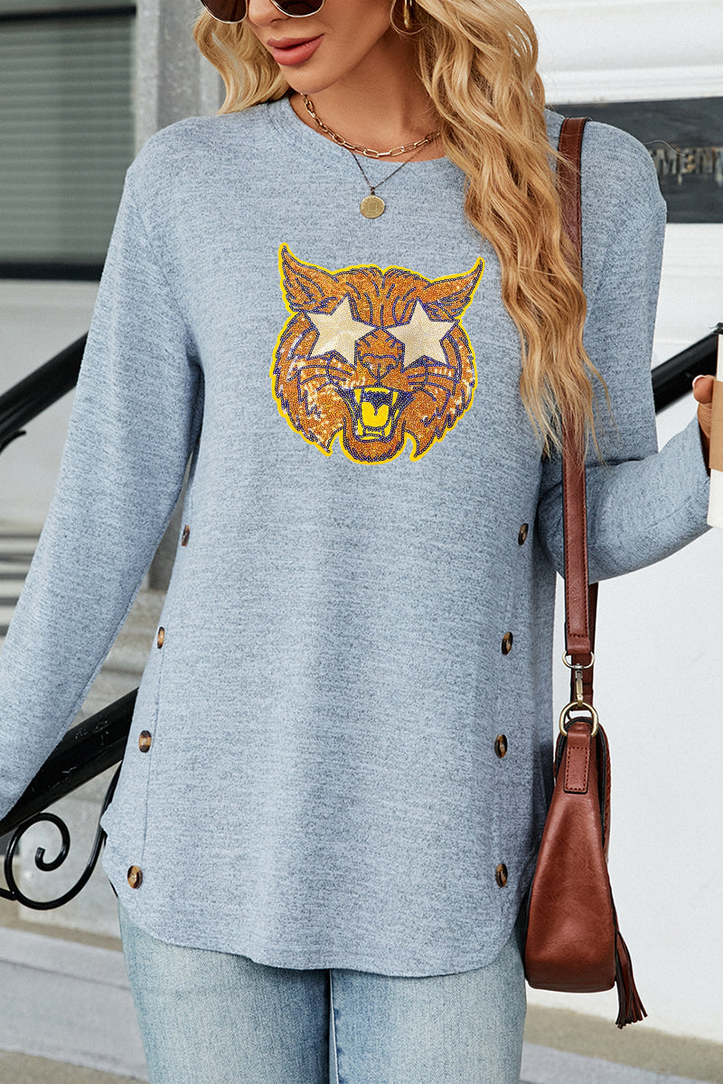 Tiger Graphic Rayon Blend Top Game Day Boutique Pullover