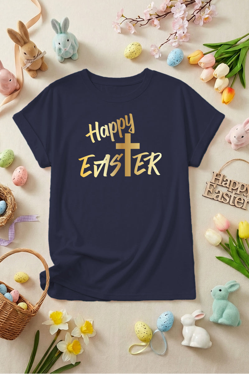 Easter Happy Easter Graphic Tee Casual Spring Shirt