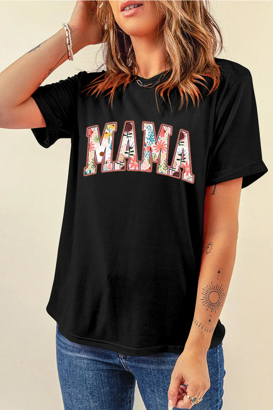 Mothers Day Floral Graphic Tee Casual Loose Fit Short Sleeve T Shirt