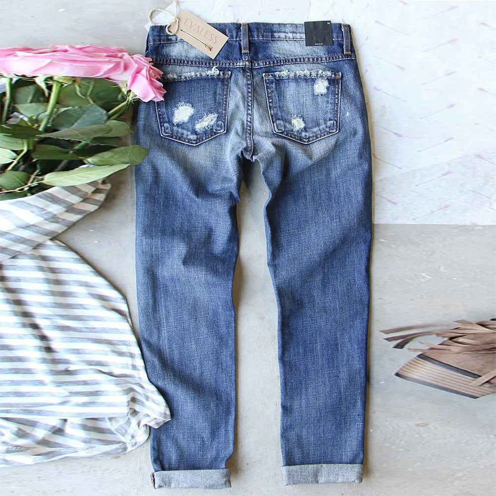 Halloween Print Ripped Distressed Denim Jeans