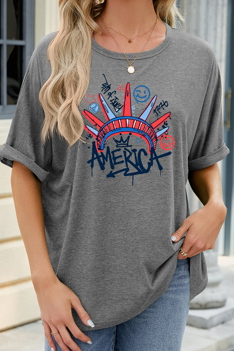 Graffiti Graphic Oversized Fourth of July America Tee