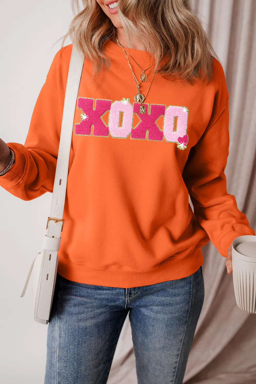 Valentine’s Day XOXO Glitter Graphic Sweatshirt