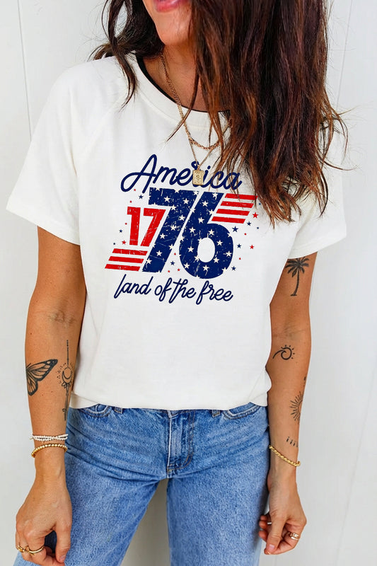 America 1776 Land of the Free Patriotic Graphic Tee