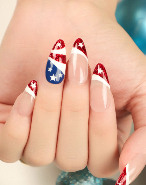 Red Independence Day Nails Stickers