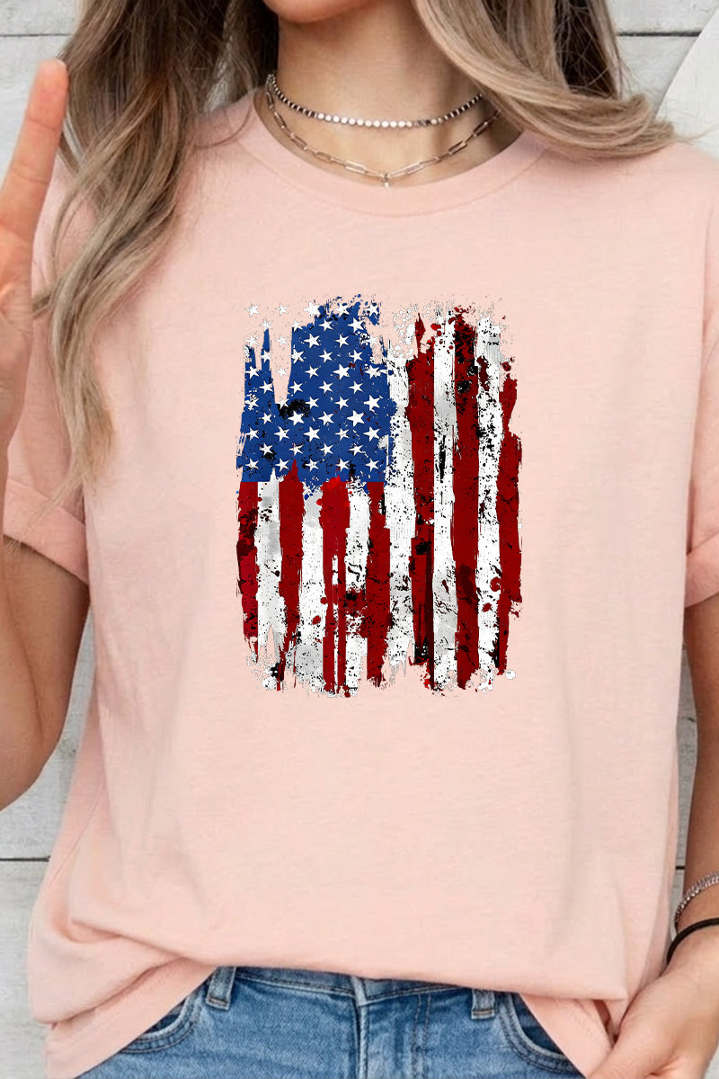 4th of July Distressed USA Flag Graphic Tee